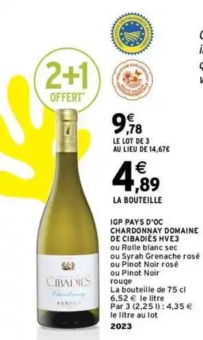 Domaine de cibadiès - igp pays d'oc chardonnay hve3