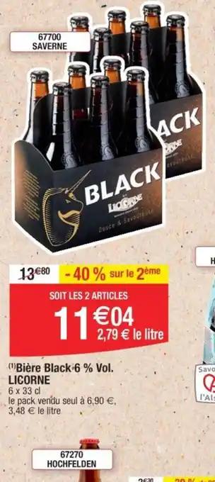 Bière Black 6% Vol. LICORNE
