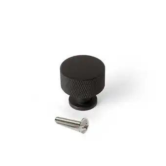 Emuca Lot de 10 boutons pour meubles Argos, diamètre 30mm, Aluminium, Peint en noir