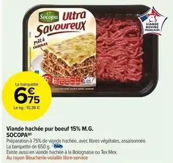 Socopa - viande hachée pur boeuf 15% m.g