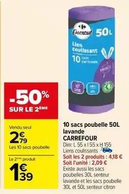 Carrefour - 10 sacs poubelle lavande