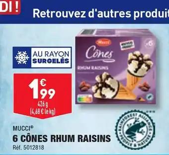 MUCCI 6 CÔNES RHUM RAISINS