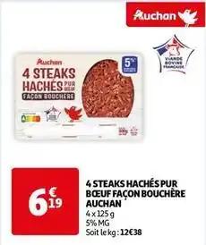 Auchan - 4 steaks hachés pur bœuf façon bouchère