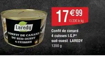 Confit de canard 4 cuisses I.G.P sud-ouest LAREDY 1350 g