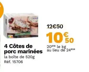 4 Côtes de porc marinées