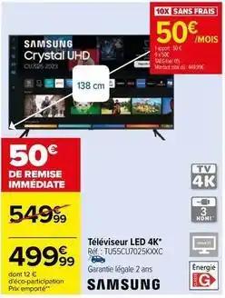 Samsung - téléviseur led 4k tu55cu7025kxxc