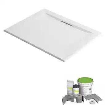 Pack receveur de douche antidérapant 160 x 90 JACOB DELAFON Flight Pure rectangle blanc + Kit d'étanchéité WEDI + Pieds