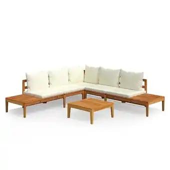 vidaXL Salon de jardin 4 pcs avec coussins blanc crème Bois d'acacia