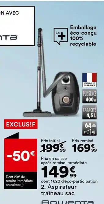 Aspirateur traîneau sac