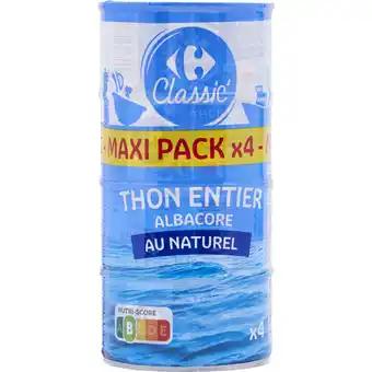 CARREFOUR CLASSIC' Thon entier Albacore au naturel Maxi Pack
