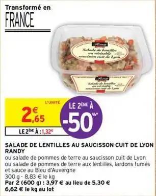 Randy - salade de lentilles au saucisson cuit de lyon