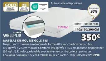 MATELAS EN MOUSSE GOLD F85