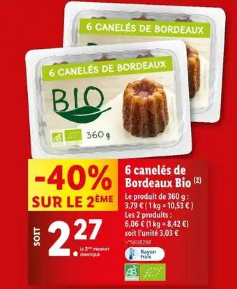 6 canelés de Bordeaux Bio