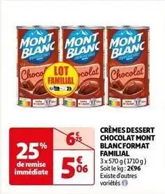 Mont blanc - crèmes dessert chocolat format familial