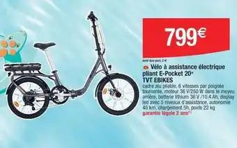 Vélo à assistance électrique pliant e-pocket 20 tvt ebikes