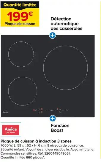 Amica Plaque de cuisson à induction 3 zones