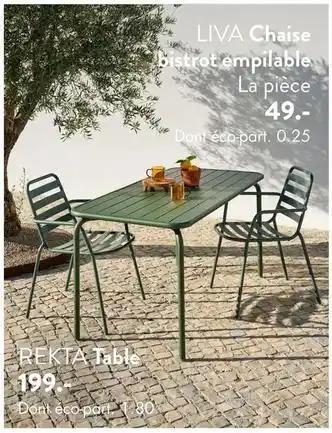 Liva chaise bistrot empilable