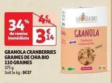 110 graines - granola cranberries graines de chia bio