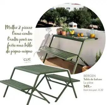 Bergen table de balcon