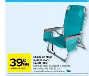 Chaise de plage multipostions CARREFOUR