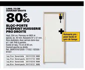 BLOC-PORTE PRÉPEINT HUISSERIE PRO DROITE