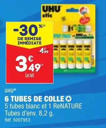 UHUⓇ 6 TUBES DE COLLE✪
