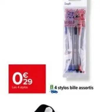 4 stylos bille assortis