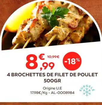 4 BROCHETTES DE FILET DE POULET