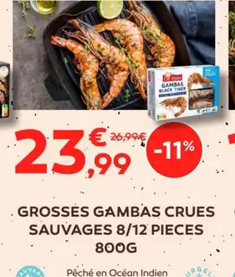 GROSSES GAMBAS CRUES SAUVAGES 8/12 PIECES 800G