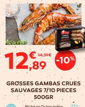 GROSSES GAMBAS CRUES SAUVAGES 7/10 PIECES 500GR