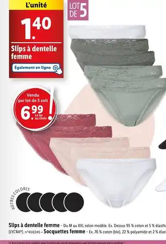 Slips à dentelle femme
