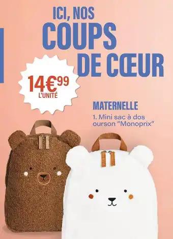 Monoprix - mini sac à dos ourson