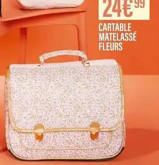 Cartable matelasse fleurs