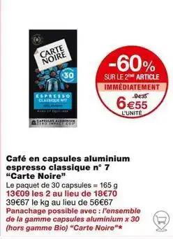 Carte noire - café en capsules aluminium espresso classique n° 7