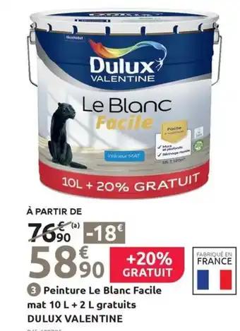 Peinture Le Blanc Facile mat 10 L+ 2 L gratuits DULUX VALENTINE