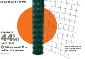 Grillage soudé 30 m maille 100 x 100 mm