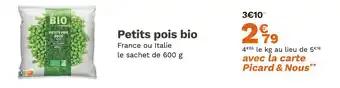 Picard Petits pois bio