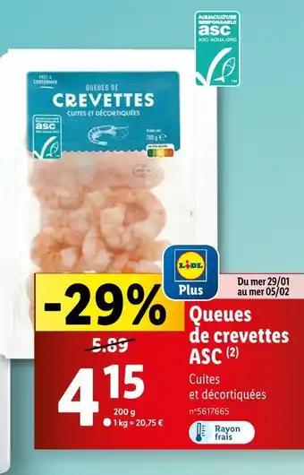 Queues de crevettes ASC