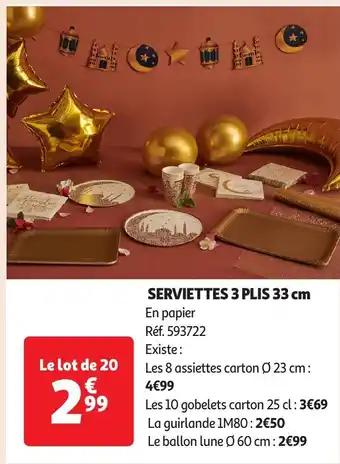 SERVIETTES 3 PLIS 33 cm