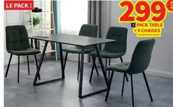 Pack table +4 chaises