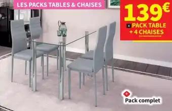 Pack table +4 chaises