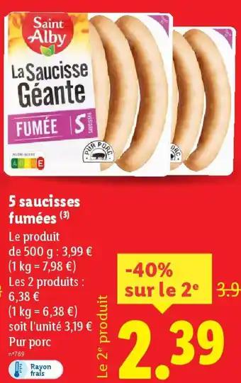5 saucisses fumées 500 g 
