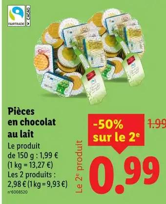 Pièces en chocolat au lait
