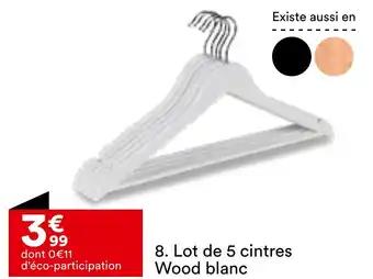 Lot de 5 cintres Wood blanc