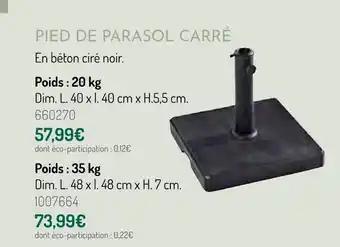Pied de parasol carré