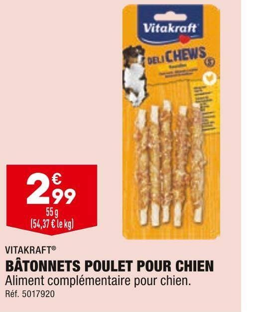 VITAKRAFT BÂTONNETS POULET POUR CHIEN