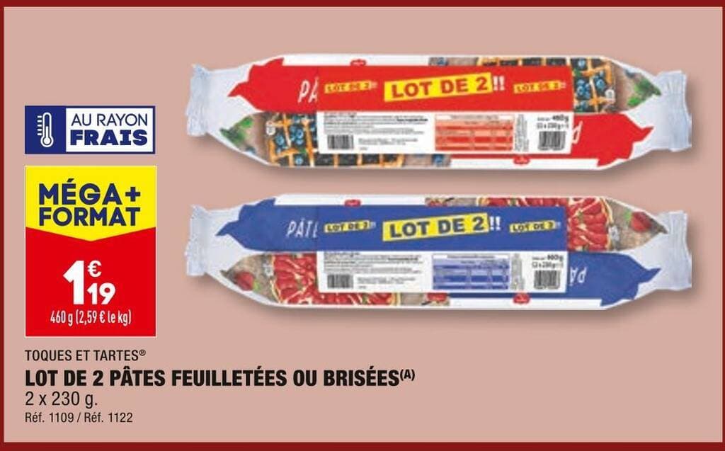 TOQUES ET TARTES LOT DE 2 PÂTES FEUILLETÉES OU BRISÉES