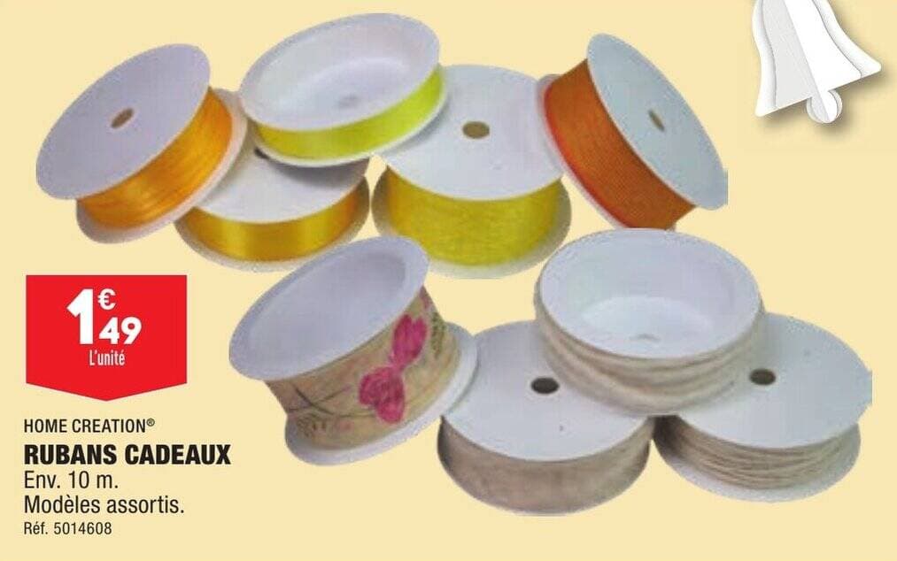 HOME CREATION® RUBANS CADEAUX Env. 10 m. Modèles assortis.