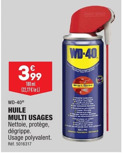 HUILE MULTI USAGES Nettoie, protège, dégrippe. Usage polyvalent.