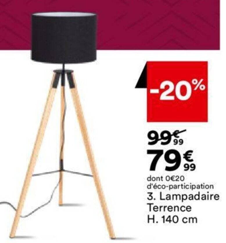 Lampadaire Terrence H. 140 cm